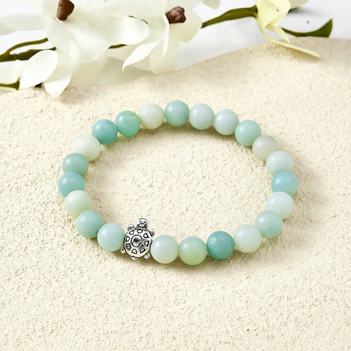 Buddha Stones Amazoniet koperen schildpad handgepolijste ronde Armband - Amazoniet (Polsomtrek: 15-16 cm) - image 0