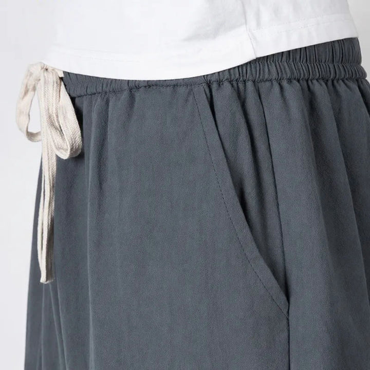 Buddha Stones Effen heren harembroek van katoen-linnen met Zakken , capri- Lengte. - image 3