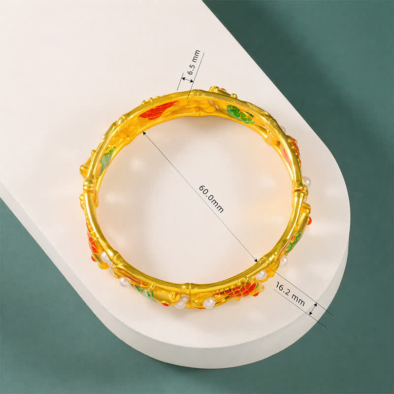 Buddha Stones Verguld messing Koi- Bangle Success vintage Chinese Manchetarmband - image 7
