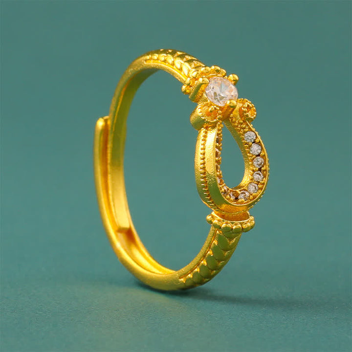 Buddha Stones Verguld messing vintage hoefijzergesp met open Ring - image 1