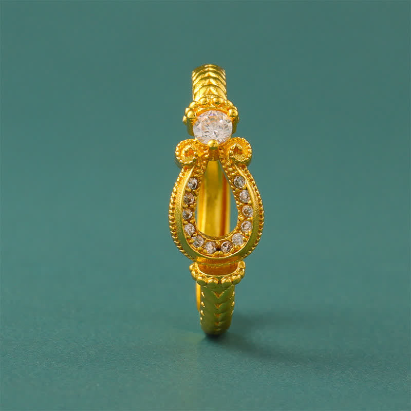 Buddha Stones Verguld messing vintage hoefijzergesp met open Ring - image 2