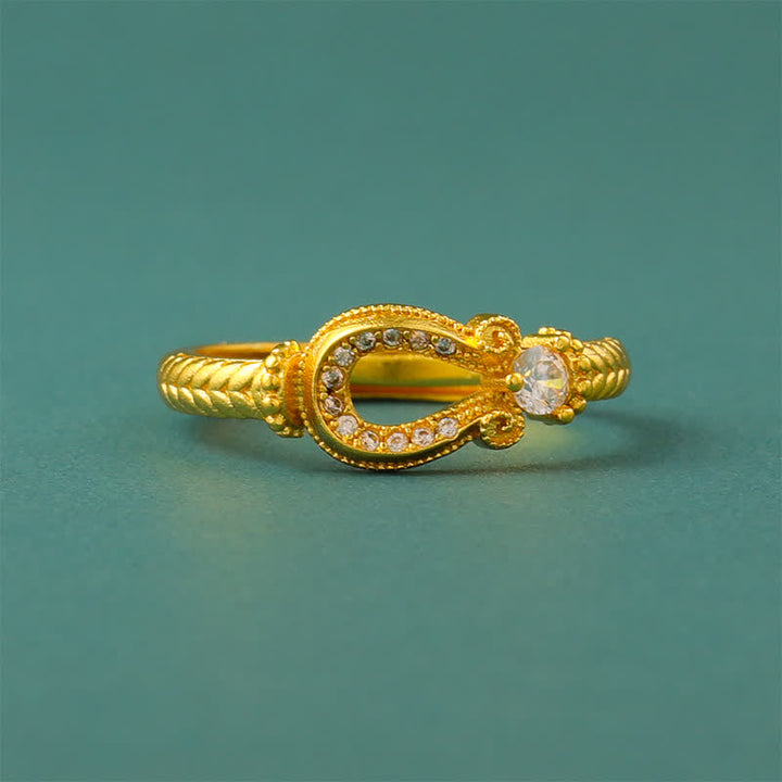 Buddha Stones Verguld messing vintage hoefijzergesp met open Ring - image 3