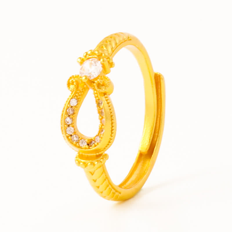 Buddha Stones Verguld messing vintage hoefijzergesp met open Ring - image 5