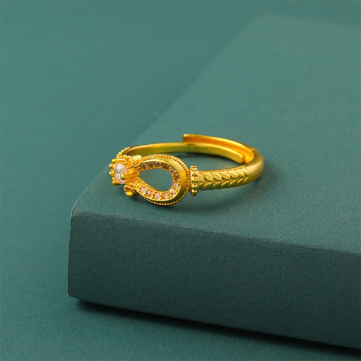 Buddha Stones Verguld messing vintage hoefijzergesp met open Ring - image 4
