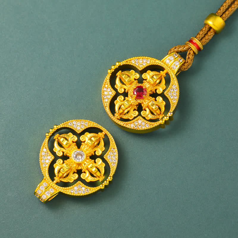 Buddha Stones Verguld messing ronde Vajra spirituele kracht hanger Ketting - image 1