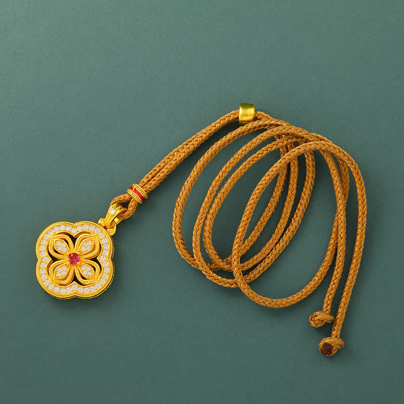 Buddha Stones Begonia klavertje vier gelukshanger Ketting - image 1