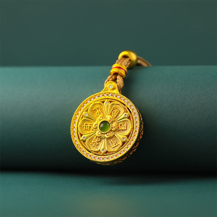 Buddha Stones Verguld messing Om Mani Padme Hum Wijsheid Draaiende Ronde Ketting - image 3