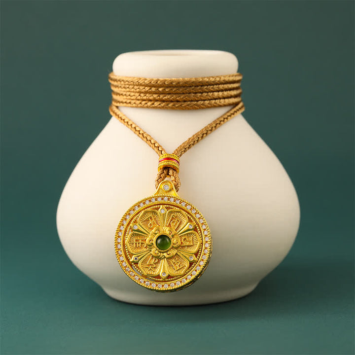 Buddha Stones Verguld messing Om Mani Padme Hum Wijsheid Draaiende Ronde Ketting - image 2