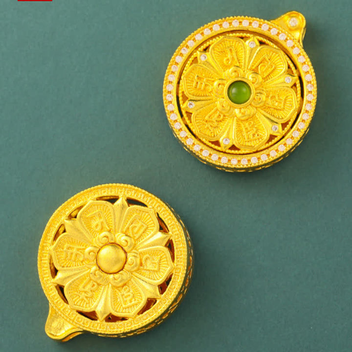 Buddha Stones Verguld messing Om Mani Padme Hum Wijsheid Draaiende Ronde Ketting - image 4