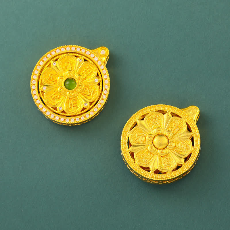 Buddha Stones Verguld messing Om Mani Padme Hum Wijsheid Draaiende Ronde Ketting - image 9