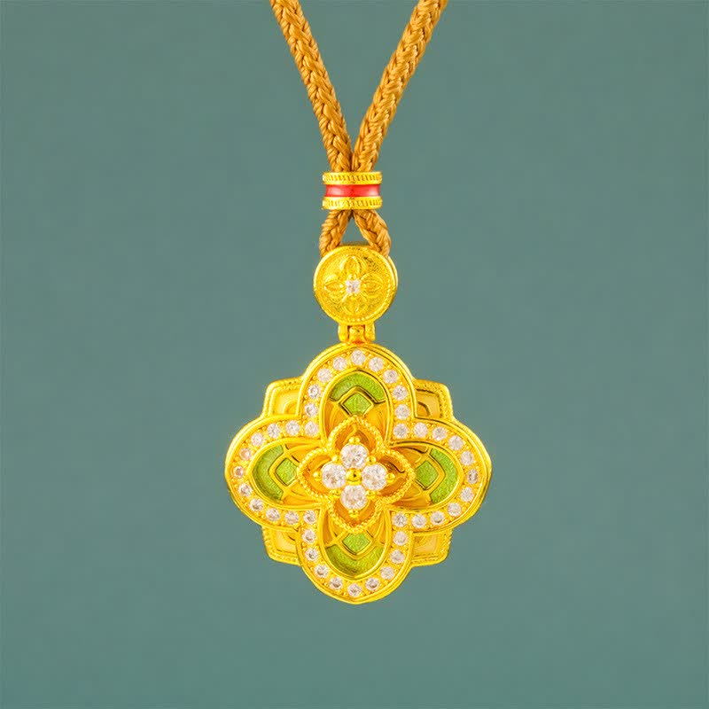 Buddha Stones Begonia verguld koperen Harmonische Verbinding Ruyi Kompas Ketting - Begonia Gouden Touw - image 0
