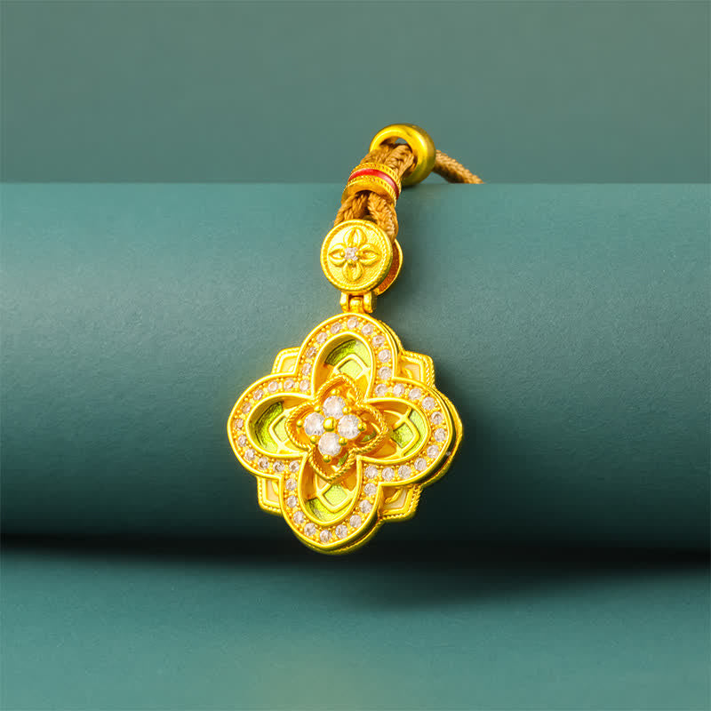 Buddha Stones Begonia verguld koperen Harmonische Verbinding Ruyi Kompas Ketting - image 1