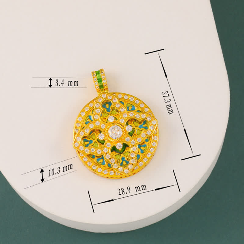Buddha Stones Ronde hanger met pompoenmotief, verguld messing, energie-element , Ketting - image 11