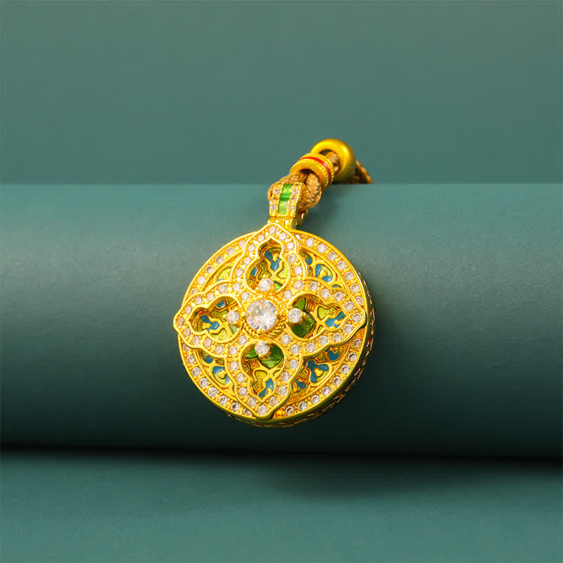 Buddha Stones Ronde hanger met pompoenmotief, verguld messing, energie-element , Ketting - image 3