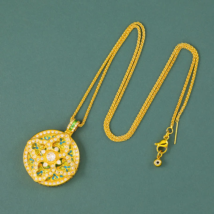 Buddha Stones Ronde hanger met pompoenmotief, verguld messing, energie-element , Ketting - Ketting - image 10