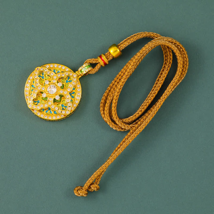 Buddha Stones Ronde hanger met pompoenmotief, verguld messing, energie-element , Ketting - image 2