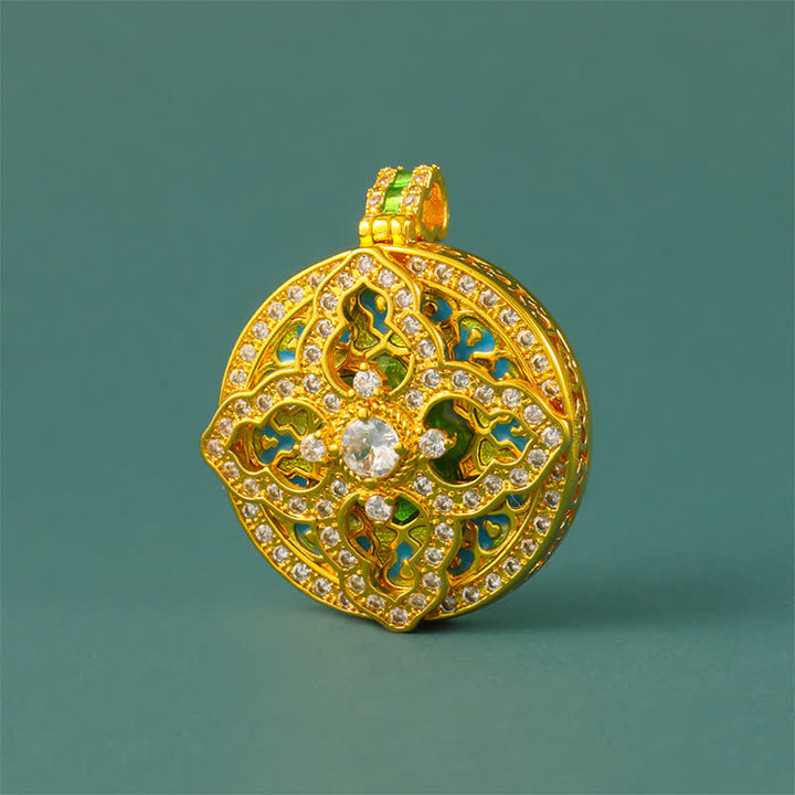 Buddha Stones Ronde hanger met pompoenmotief, verguld messing, energie-element , Ketting - image 9