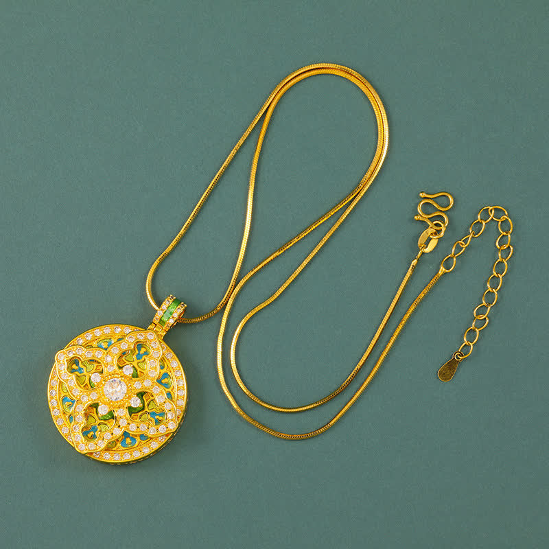 Buddha Stones Ronde hanger met pompoenmotief, verguld messing, energie-element , Ketting - Slangenketting - image 7