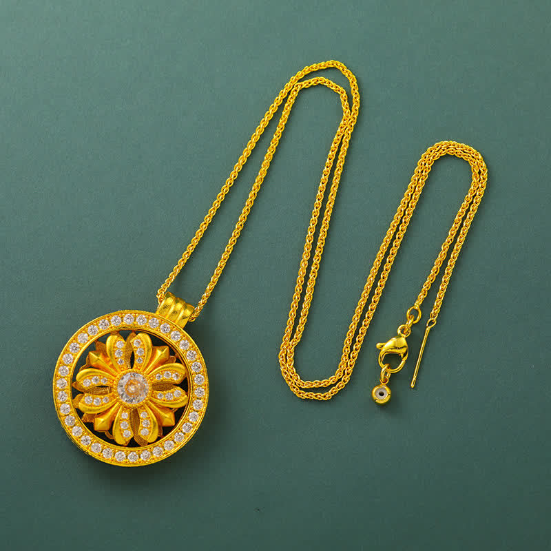 Buddha Stones Verguld messing ronde Ketting met draaiende irisbloem - Doosketting - image 8