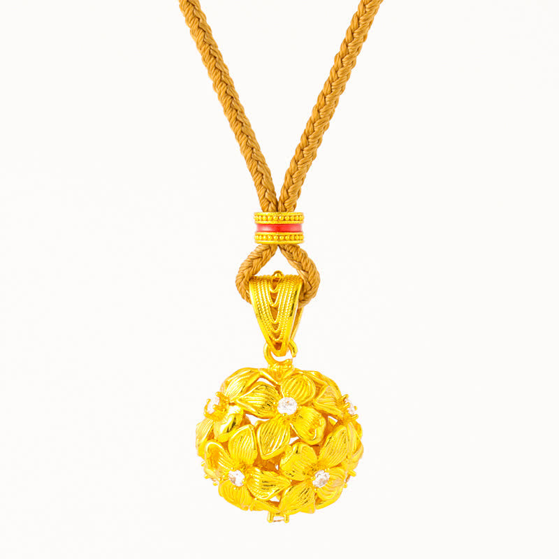 Buddha Stones Verguld messing opengewerkt hortensia hanger Ketting - image 4