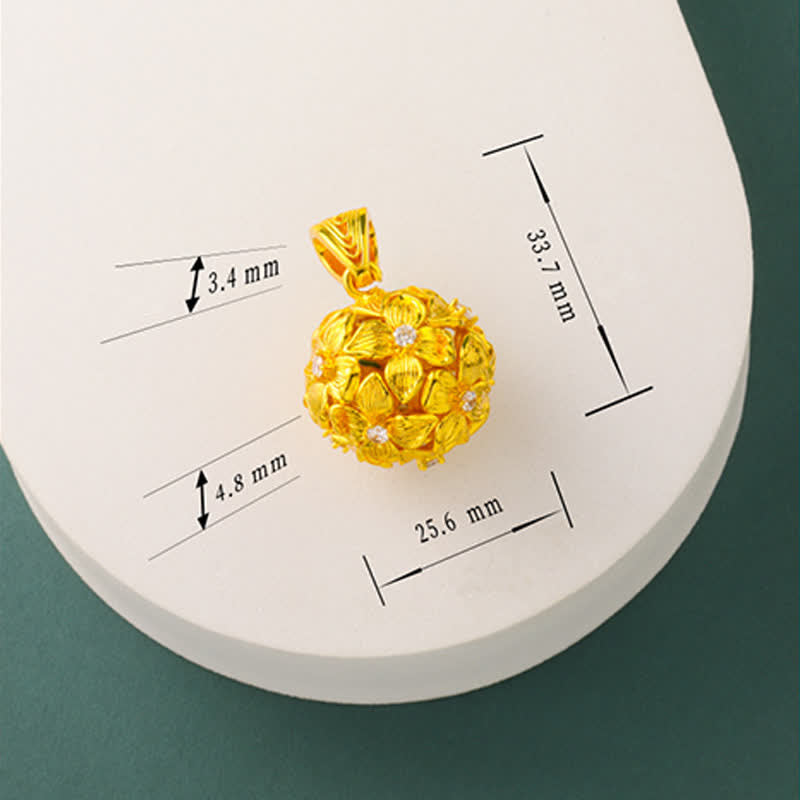 Buddha Stones Verguld messing opengewerkt hortensia hanger Ketting - image 11