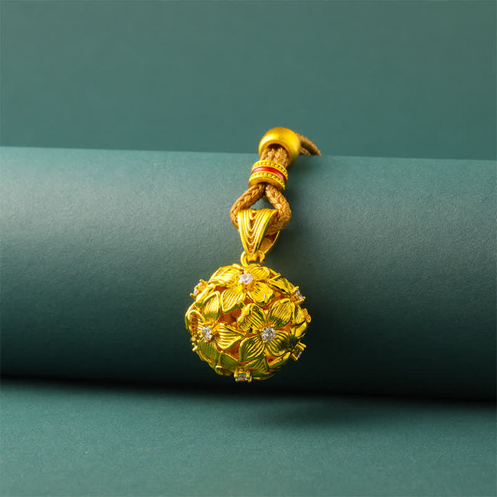 Buddha Stones Verguld messing opengewerkt hortensia hanger Ketting - image 3
