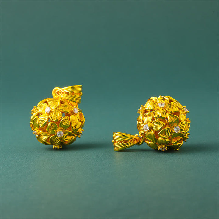 Buddha Stones Verguld messing opengewerkt hortensia hanger Ketting - image 7