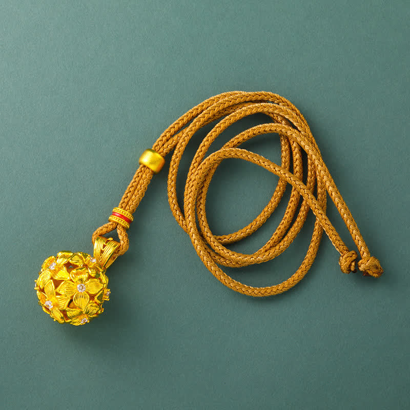 Buddha Stones Verguld messing opengewerkt hortensia hanger Ketting - image 1