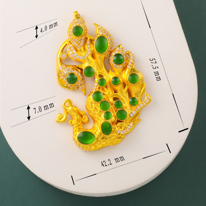 Buddha Stones Verguld messing Ketting met pauwmotief, symbool voor zelfvertrouwen. - image 13
