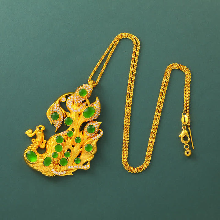 Buddha Stones Verguld messing Ketting met pauwmotief, symbool voor zelfvertrouwen. - Ketting - image 9
