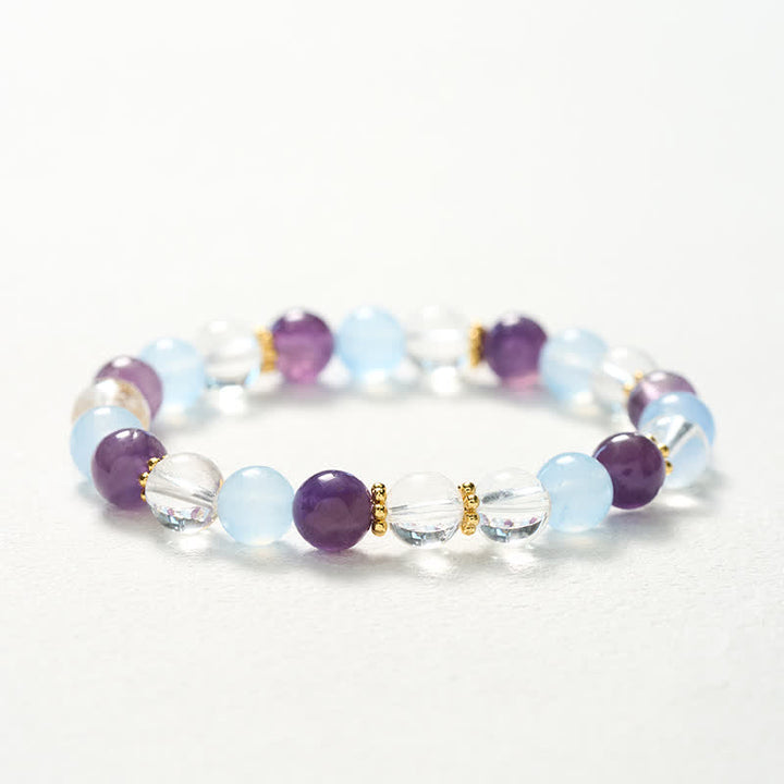 Buddha Stones Beschermende Armband met kralen van helder kwarts, amethist en blauwe chalcedoon. - image 10