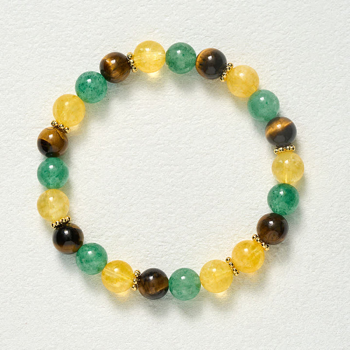 Buddha Stones Armband met citrien, tijgeroog, groene aardbeikwarts kralen en Armband. - image 9
