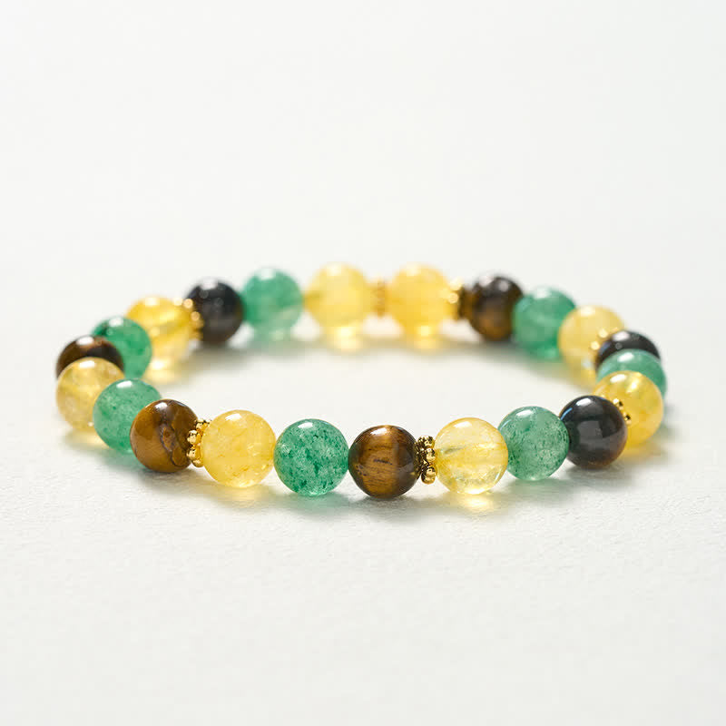 Buddha Stones Armband met citrien, tijgeroog, groene aardbeikwarts kralen en Armband. - image 10