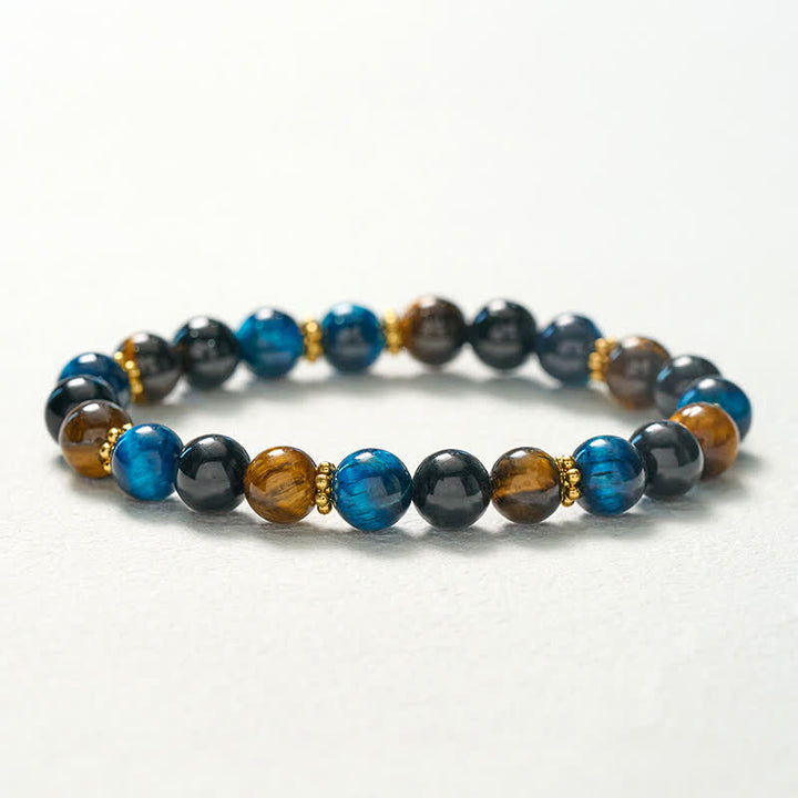 Buddha Stones Tijgeroog Blauwe Tijgeroog Zwarte Obsidiaan Kralen Moed Armband - image 10