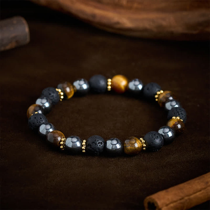 Buddha Stones Tijgeroog lavasteen hematiet kralen Armband - image 2