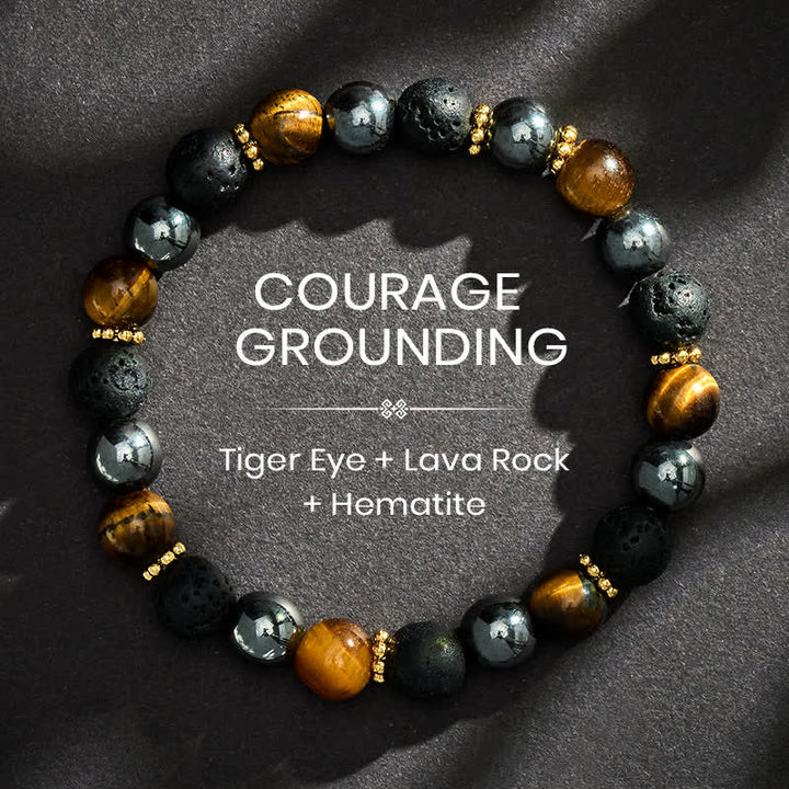 Buddha Stones Tijgeroog lavasteen hematiet kralen Armband - 8mm - image 0