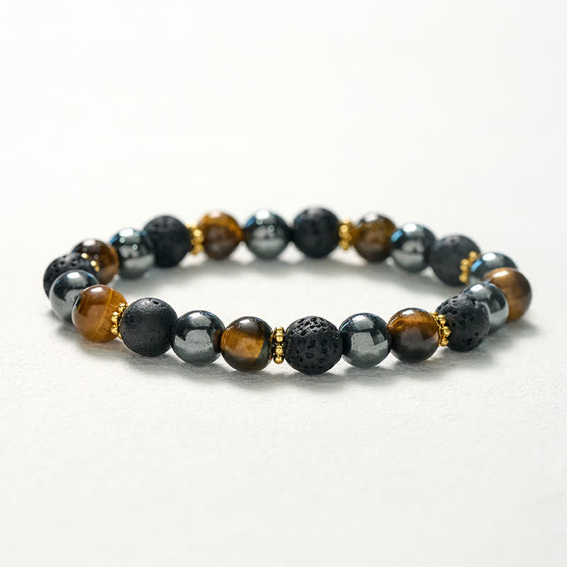 Buddha Stones Tijgeroog lavasteen hematiet kralen Armband - image 10