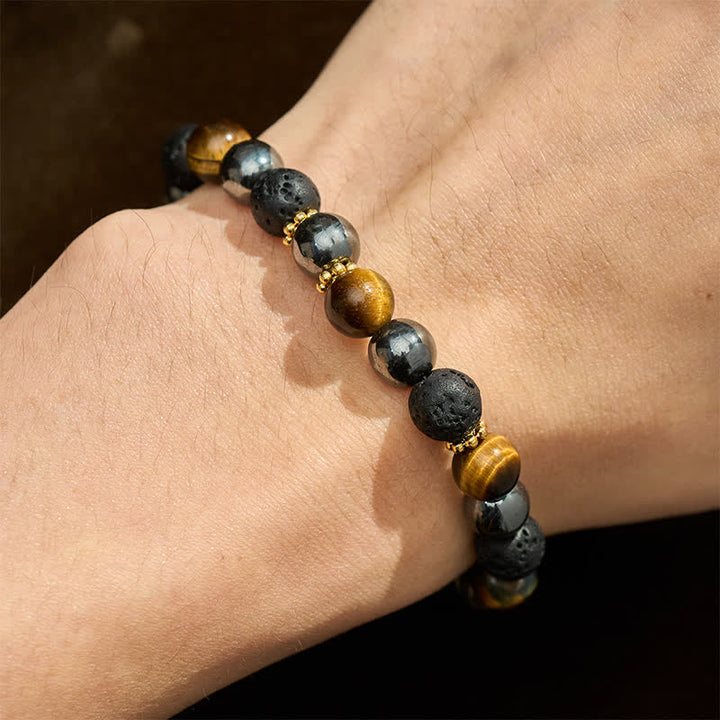 Buddha Stones Tijgeroog lavasteen hematiet kralen Armband - image 4