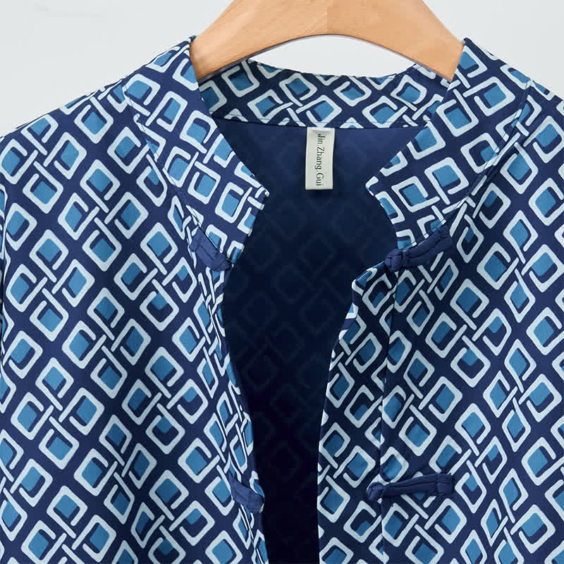 Buddha Stones Lente casual boho damesjas met trekkoord en geometrische print - image 2