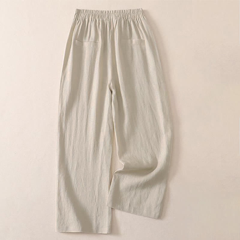 Buddha Stones Lente/Herfst Klassieke Eenvoudige Effen Cropped Broek Dames Rechte Pijp Broek met Zak - image 1