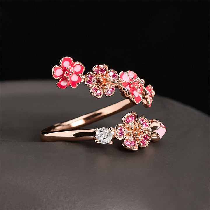 Buddha Stones Koperkleurige perzikbloesem balans open Ring - 18,9 mm-US9 - image 0