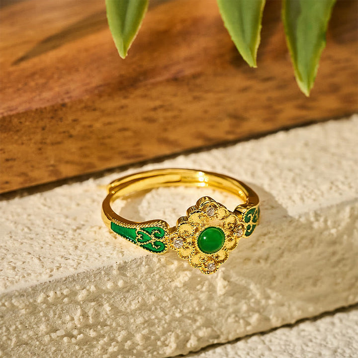 Buddha Stones Open Ring met koperen inlegwerk en Liuli-aarding - image 1