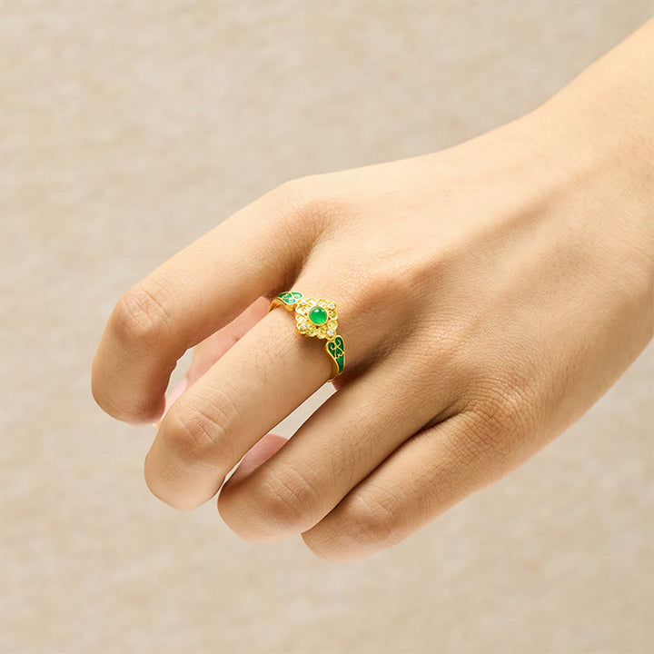 Buddha Stones Open Ring met koperen inlegwerk en Liuli-aarding - image 4