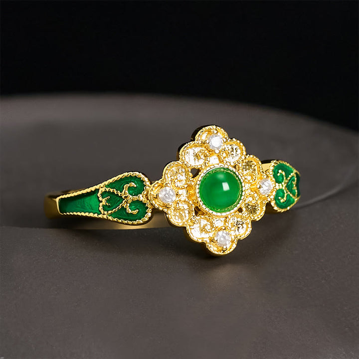 Buddha Stones Open Ring met koperen inlegwerk en Liuli-aarding - 17mm-US7 - image 0