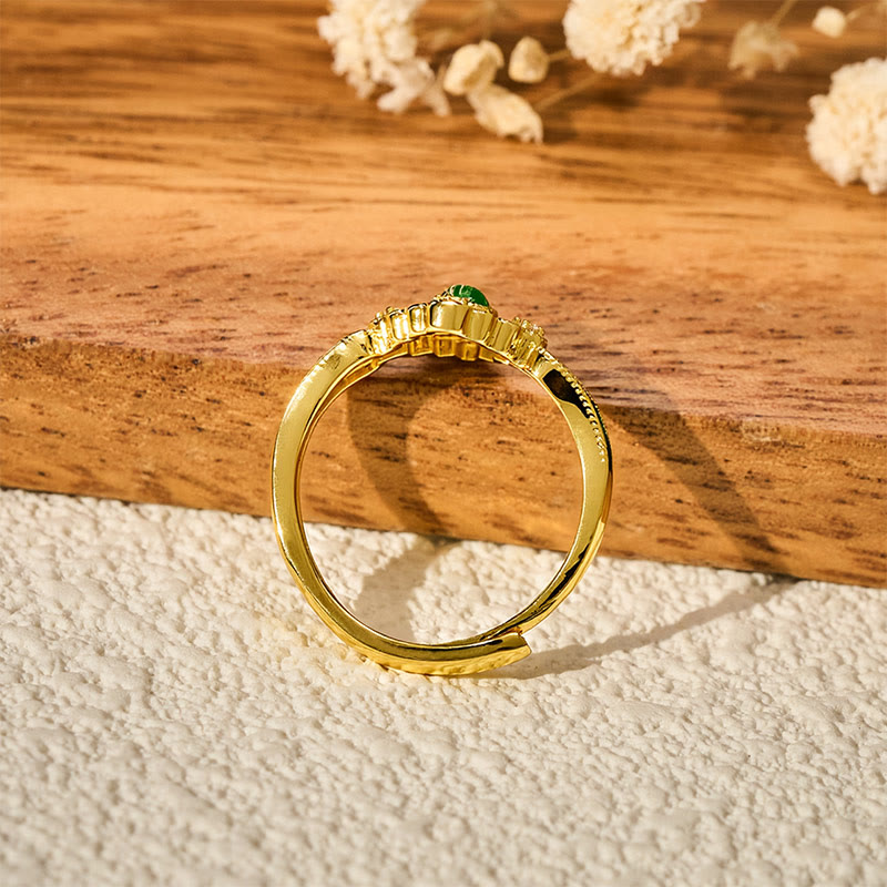 Buddha Stones Open Ring met koperen inlegwerk en Liuli-aarding - image 3