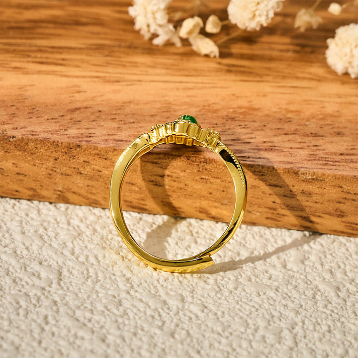 Buddha Stones Open Ring met koperen inlegwerk en Liuli-aarding - image 3