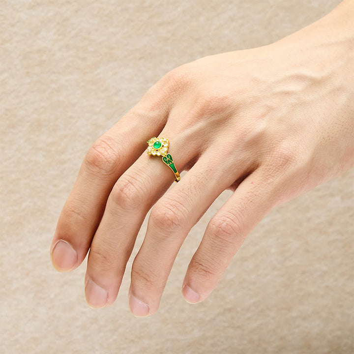 Buddha Stones Open Ring met koperen inlegwerk en Liuli-aarding - image 7