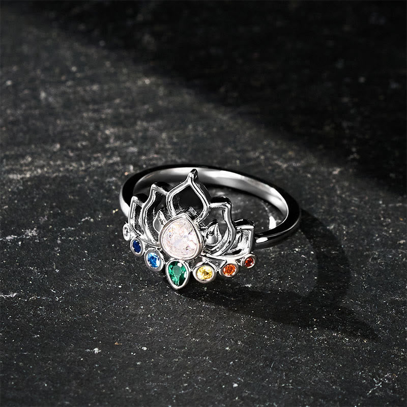 Buddha Stones Koperen Lotus Helende Ring met Meerkleurige Zirkonia Inleg - 19,8 mm-US10 - image 0