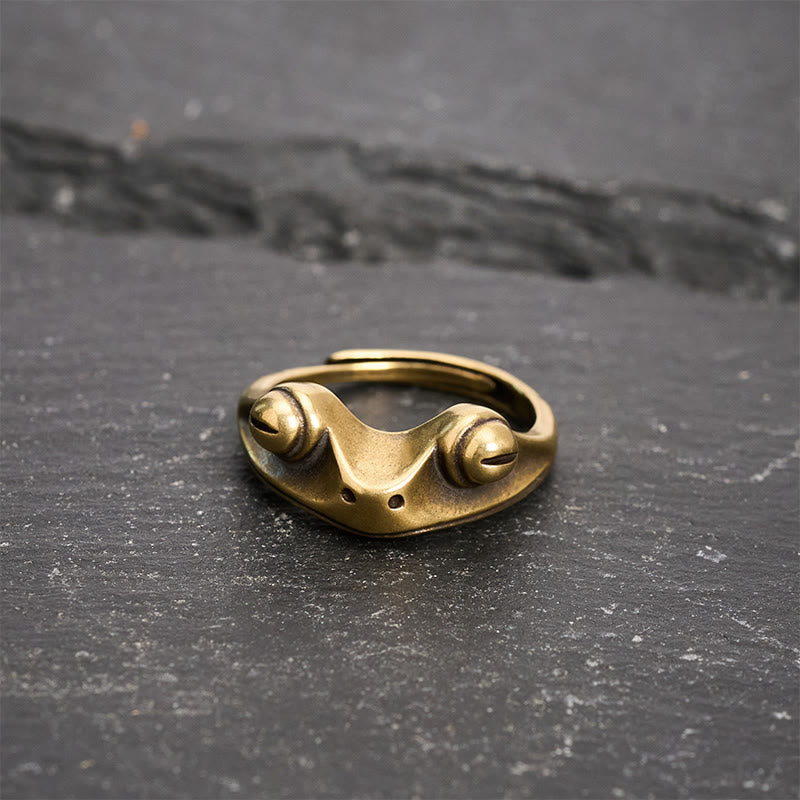 Buddha Stones Vintage messing Feng Shui kikker geluksring, Ring - image 3