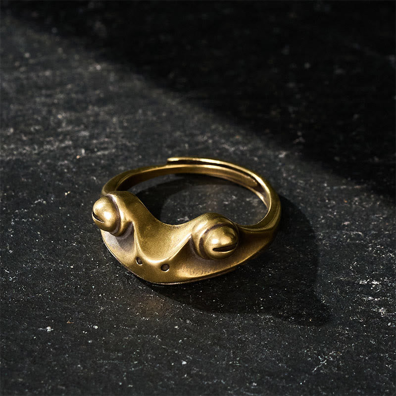 Buddha Stones Vintage messing Feng Shui kikker geluksring, Ring - image 2